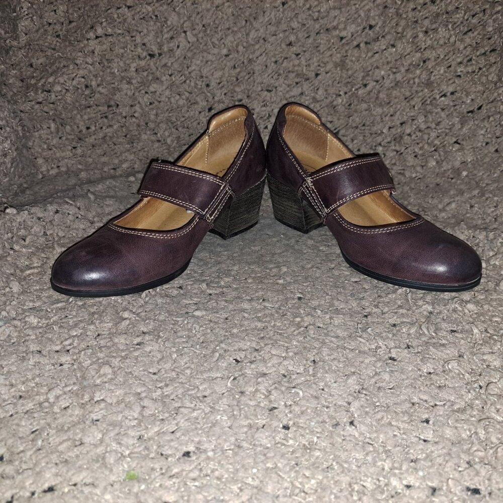 TAOS-Stage Mary Jane Heels-Oxblood Ombre Leather-Hook Loop-Sz 37-Near Mint - Picture 4 of 8